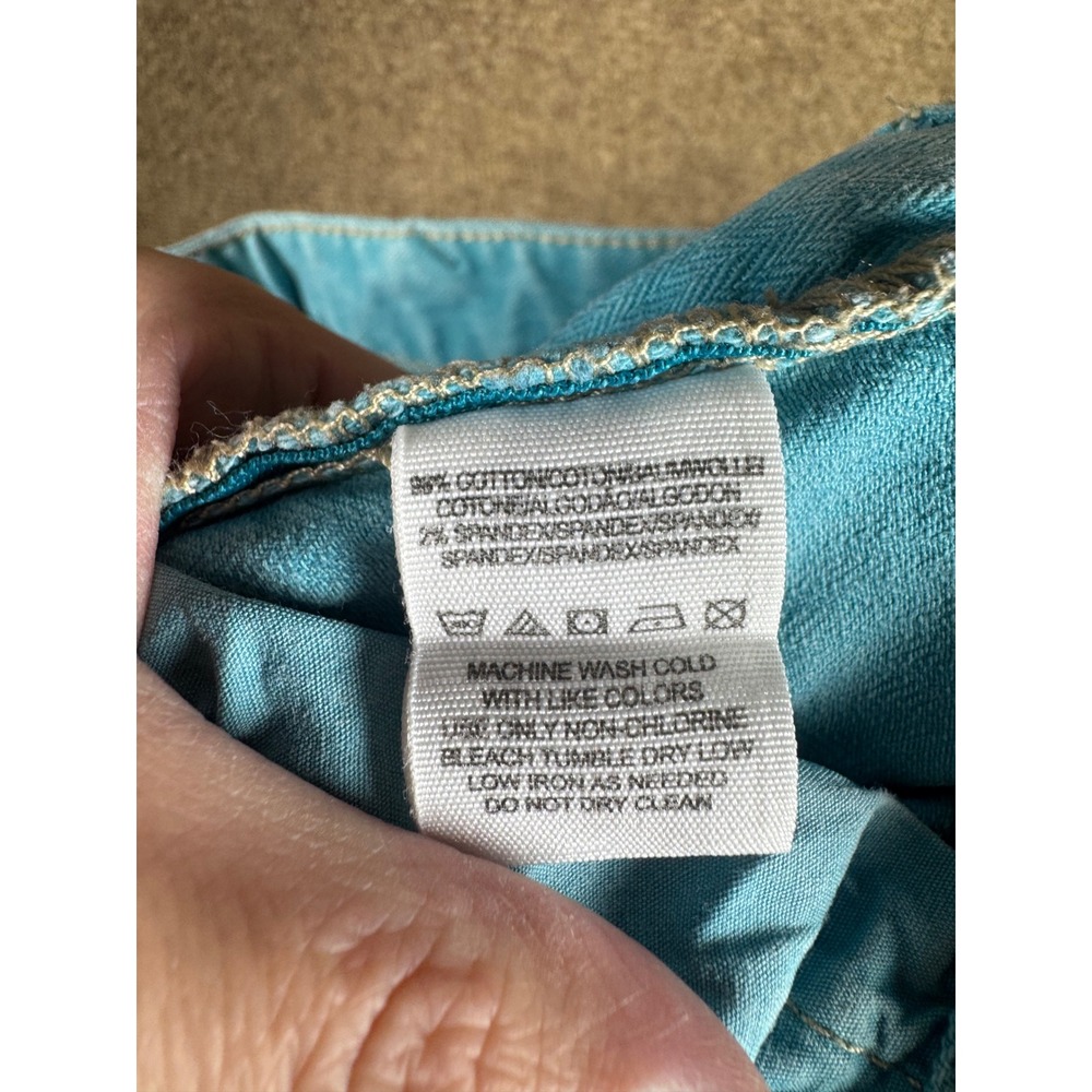 Free People Teal Skinny Cropped Jeans 28 Women's Turquoise Herringbone Slim Leg - Picture 5 of 7
